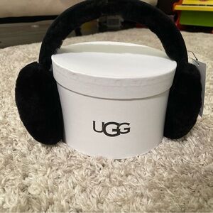 UGG Black Cozy Earmuffs with logo and box